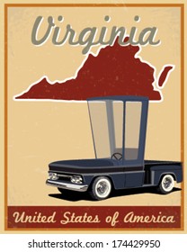 virginia road trip vintage poster 