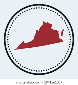 Sello redondo de Virginia. Redondear el logotipo con el mapa y el título del estado de ee.uu. Elegante placa mínima de Virginia con mapa. Ilustración vectorial.