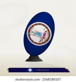 Virginia Rugby Ball on Rugby Kicking Tees with Modern Design. Illustration perfect for sports, national pride, and rugby-related projects.