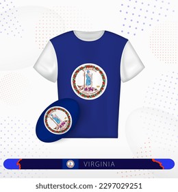 Virginia rugby jersey with rugby ball of Virginia on abstract sport background. Jersey design.