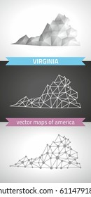 Virginia. set graphic vector maps of Virginia, polygonal, grey, mosaic, triangle illustrations