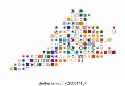 Virginia, shape of the state build of colored cells. Digital style map of the Virginia on white background. Large size rounded square blocks. Classy vector illustration.