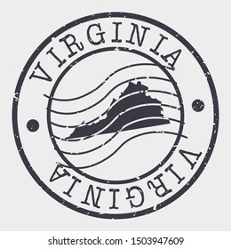 Virginia Stamp Postal. Map Silhouette Seal. Passport Round Design. Vector Icon. Design Retro Travel.