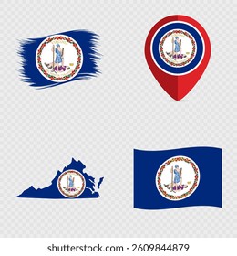 Virginia State Flag Icon Set.