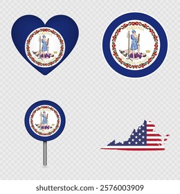 Virginia State Flag Icons Pack. Vector illustration.