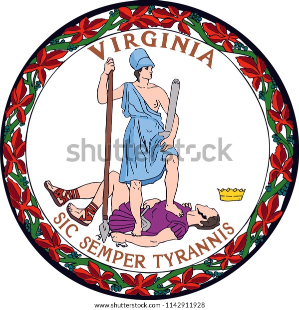 Virginia State Flag Seal Love Heart Stock Vector (Royalty Free ...