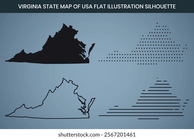 Virginia State Hand Drawn Outline Map of USA Fully Editable, 300 DPI, High-Resolution EPS File Included.
