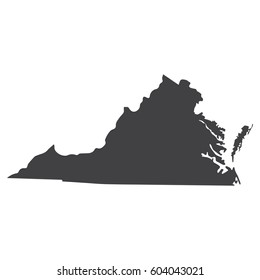 Virginia state map in black on a white background. Vector illustration