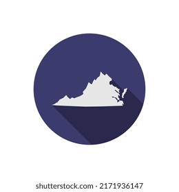 Virginia state map circle with long shadow
