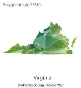 Virginia state map in geometric polygonal style.Abstract gems triangle,modern design background. Vector illustration EPS10
