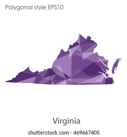 Virginia state map in geometric polygonal style.Abstract gems triangle,modern design background. Vector illustration EPS10