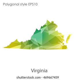 Virginia state map in geometric polygonal style.Abstract gems triangle,modern design background. Vector illustration EPS10
