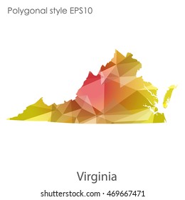 Virginia state map in geometric polygonal style.Abstract gems triangle,modern design background. Vector illustration EPS10