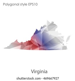 Virginia state map in geometric polygonal style.Abstract gems triangle,modern design background. Vector illustration EPS10