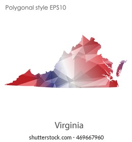 Virginia state map in geometric polygonal style.Abstract gems triangle,modern design background. Vector illustration EPS10