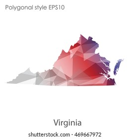 Virginia state map in geometric polygonal style.Abstract gems triangle,modern design background. Vector illustration EPS10