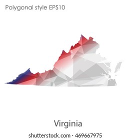 Virginia state map in geometric polygonal style.Abstract gems triangle,modern design background. Vector illustration EPS10