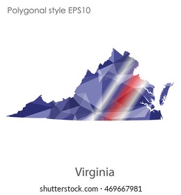 Virginia state map in geometric polygonal style.Abstract gems triangle,modern design background. Vector illustration EPS10