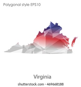Virginia state map in geometric polygonal style.Abstract gems triangle,modern design background. Vector illustration EPS10