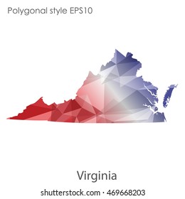Virginia state map in geometric polygonal style.Abstract gems triangle,modern design background. Vector illustration EPS10
