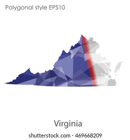 Virginia state map in geometric polygonal style.Abstract gems triangle,modern design background. Vector illustration EPS10