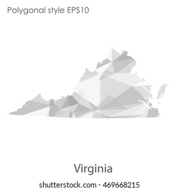 Virginia state map in geometric polygonal style.Abstract gems triangle,modern design background. Vector illustration EPS10