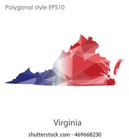 Virginia state map in geometric polygonal style.Abstract gems triangle,modern design background. Vector illustration EPS10