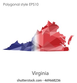 Virginia state map in geometric polygonal style.Abstract gems triangle,modern design background. Vector illustration EPS10