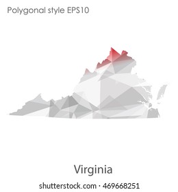 Virginia state map in geometric polygonal style.Abstract gems triangle,modern design background. Vector illustration EPS10