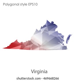 Virginia state map in geometric polygonal style.Abstract gems triangle,modern design background. Vector illustration EPS10