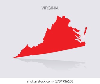 Virginia State Map Outline isolated for infographics and news media. Republican red for political elections in the United States of America.