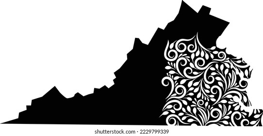 Diseño de vectores de esquema de mapa de estado de Virginia