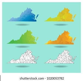 Virginia state map polygonal geometic  , Vector EPS 10.