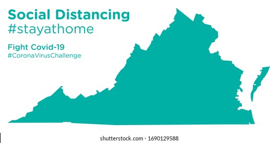 Virginia state map with Social Distancing stayathome tag