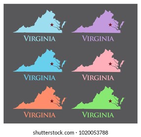 Virginia state map with star pastel color. vector eps 10.