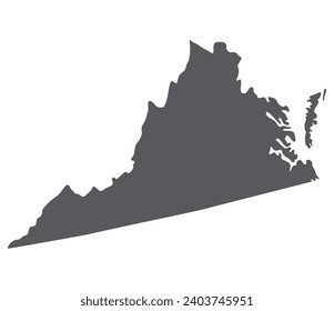 Virginia state map. Map of the U.S. state of Virginia.