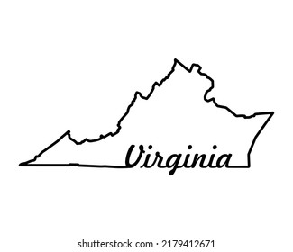 Virginia state map. US state map. Virginia outline symbol. Retro typography. Vector illustration