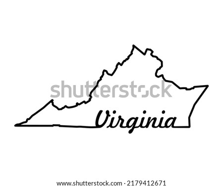 Virginia state map. US state map. Virginia outline symbol. Retro typography. Vector illustration