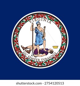 Virginia state square flag. Part of The United States of America. Clean design for print, web, or educational use. Vector illustration.