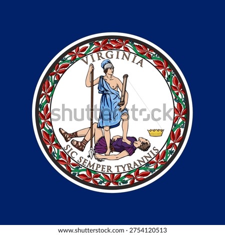Virginia state square flag. Part of The United States of America. Clean design for print, web, or educational use. Vector illustration.