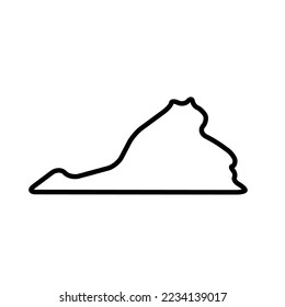 Virginia state of United States of America, USA. Simplified thick black outline map with rounded corners. Simple flat vector illustration