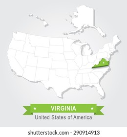 Virginia state. USA administrative map.
