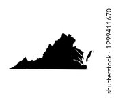 Virginia, state of USA - solid black silhouette map of country area. Simple flat vector illustration.