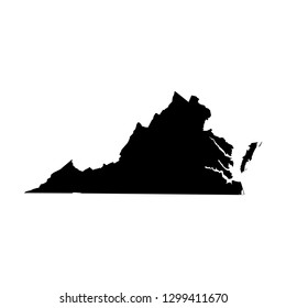Virginia, state of USA - solid black silhouette map of country area. Simple flat vector illustration.