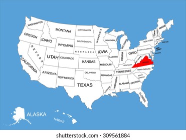 Virginia State Usa Vector Map Isolated Stock Vector (Royalty Free ...