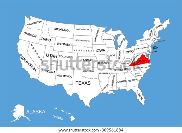 Virginia State Usa Vector Map Isolated Stock Vector Royalty Free