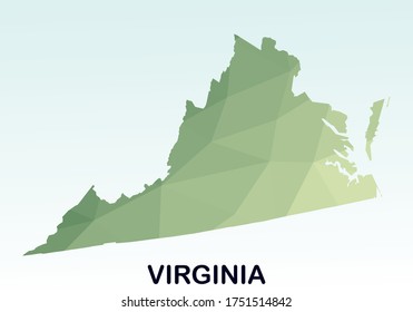 Virginia States Map, Polygonal Geometric,Green Low Poly Styles, Vector Illustration eps 10, Modern Design, High Detailed