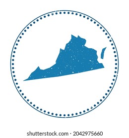 Virginia sticker. Travel rubber stamp with map of us state, vector illustration. Can be used as insignia, logotype, label, sticker or badge of the Virginia.