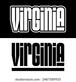 Virginia text effect vector. Editable college t-shirt design printable text effect vector. Black and white text effect vector.	