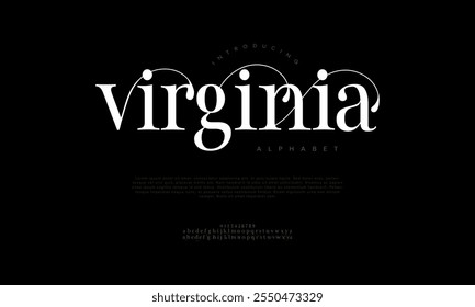 Virginia tipografia beleza moda elegante minimalista serif italic fontes decorativos casamento vintage retro logos. Logotipo de fonte de luxo mínimo alfabeto. Ilustração vetorial